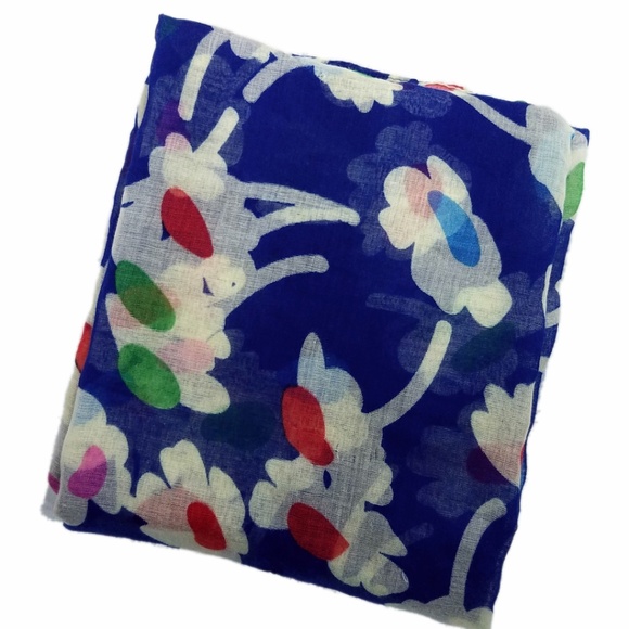 Floral Multi Print Infinity Scarf Loop Blue - Picture 2 of 4